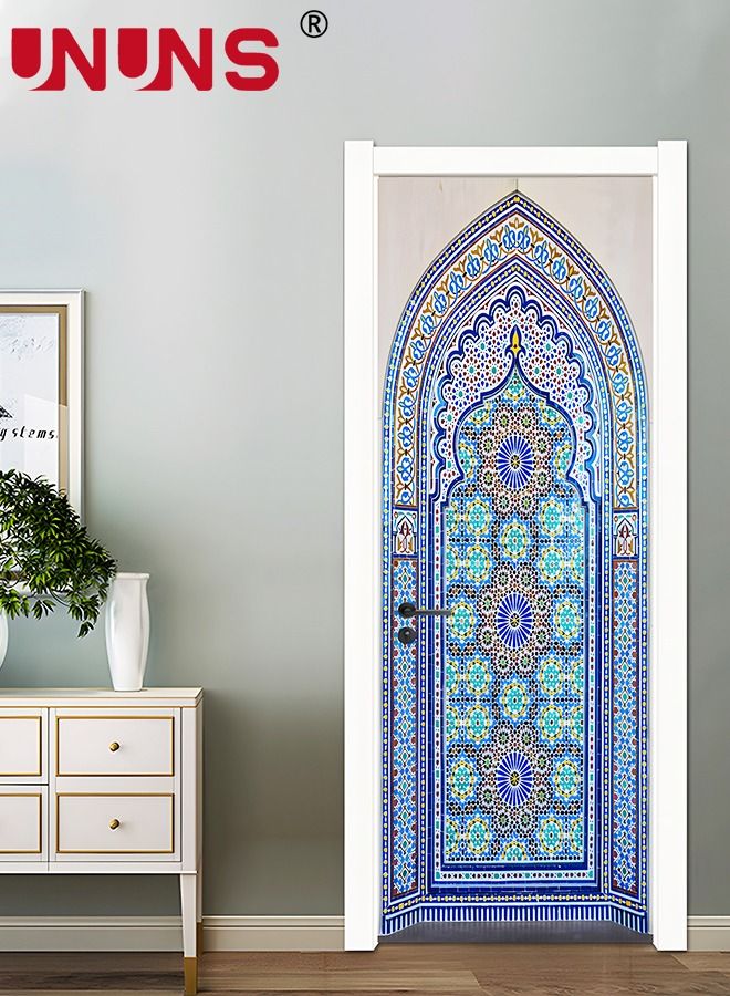 UNUNS 3D Door Mural Sticker,Self-Adhesive Removable Wall Mural Stickers,Waterproof Abstract Geometry Door Stickers For Interior Doors Home Office Decor,77x200cm - Image 3