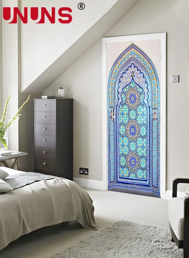 UNUNS 3D Door Mural Sticker,Self-Adhesive Removable Wall Mural Stickers,Waterproof Abstract Geometry Door Stickers For Interior Doors Home Office Decor,77x200cm - Image 4