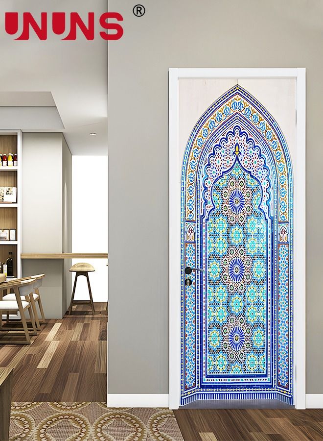 UNUNS 3D Door Mural Sticker,Self-Adhesive Removable Wall Mural Stickers,Waterproof Abstract Geometry Door Stickers For Interior Doors Home Office Decor,77x200cm - Image 2