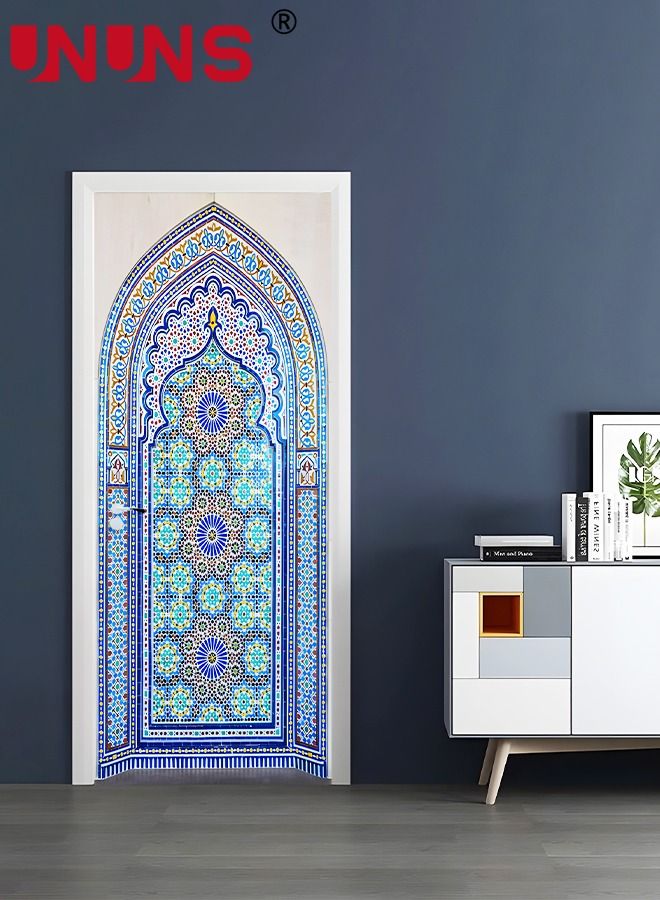 UNUNS 3D Door Mural Sticker,Self-Adhesive Removable Wall Mural Stickers,Waterproof Abstract Geometry Door Stickers For Interior Doors Home Office Decor,77x200cm - Image 5