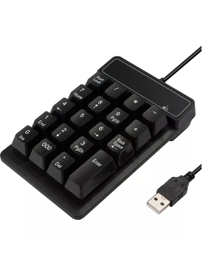 Generic USB Numeric Keypad, Portable Mini Wired Numeric Keypad, 19 Keys Accounting Numeric Keypad for Desktop Laptop PC, Black  - Image 1