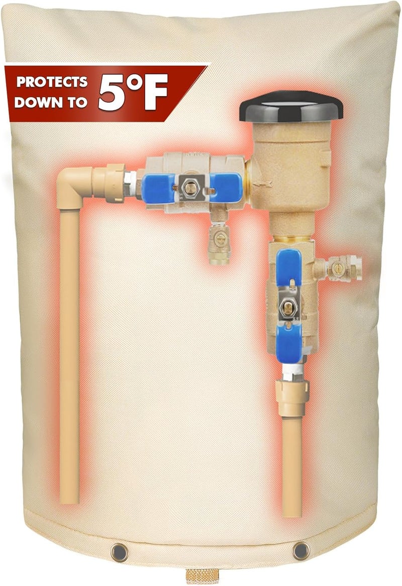 SUNICO Backflow Preventer Insulation Cover (5°F) - 5-Layer Optimal Insulated Design Sprinkler Cover for Outside,22" W X 34" H, Backflow Insulation Cover for Sprinkler Valve ,Winter Freeze Protection - Image 1