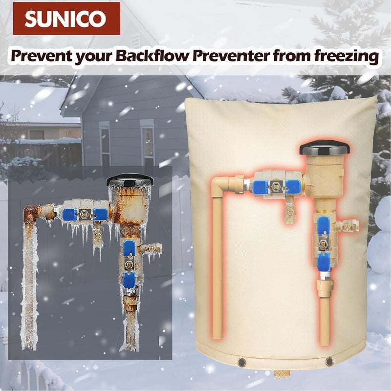 SUNICO Backflow Preventer Insulation Cover (5°F) - 5-Layer Optimal Insulated Design Sprinkler Cover for Outside,22" W X 34" H, Backflow Insulation Cover for Sprinkler Valve ,Winter Freeze Protection - Image 3
