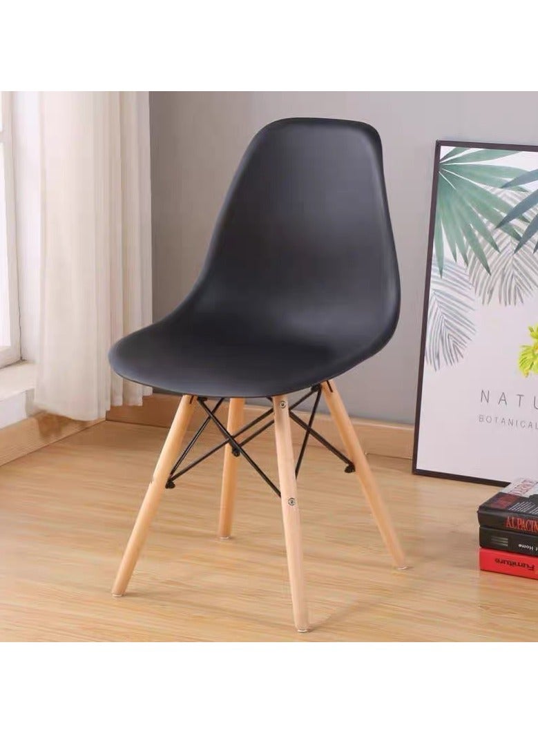 Generic Dining Chair Dining Office Lounge Chair Dining Chair Plastic Wood Modern Furniture For Living Room(Black)  - Image 1