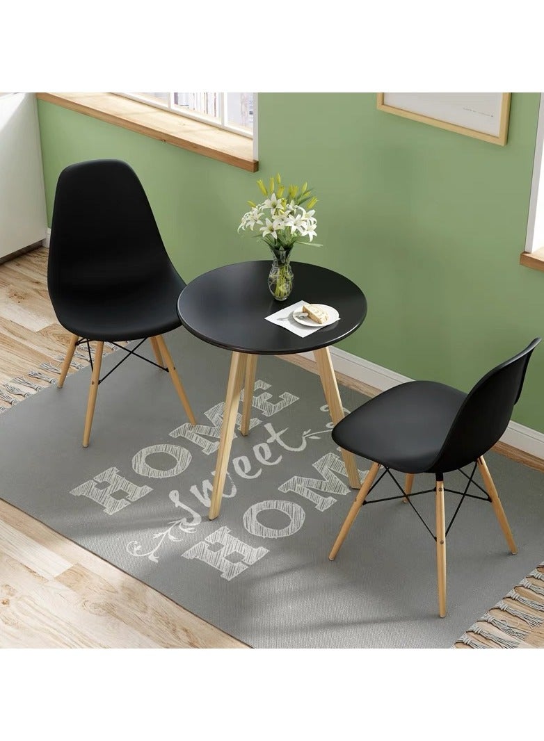Generic Dining Chair Dining Office Lounge Chair Dining Chair Plastic Wood Modern Furniture For Living Room(Black)  - Image 5