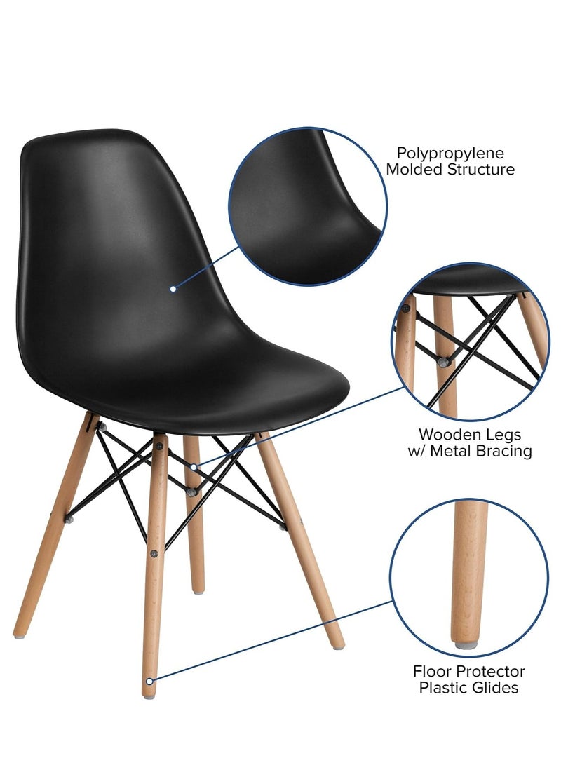 Generic Dining Chair Dining Office Lounge Chair Dining Chair Plastic Wood Modern Furniture For Living Room(Black)  - Image 2