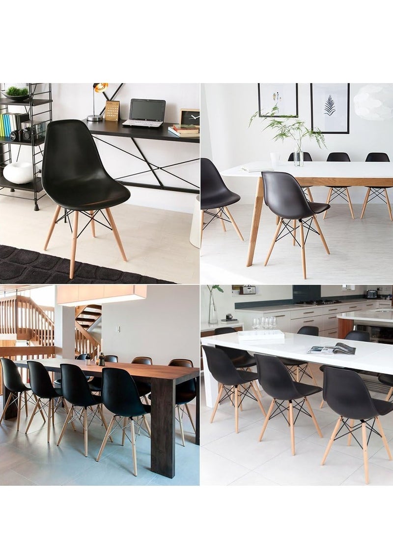 Generic Dining Chair Dining Office Lounge Chair Dining Chair Plastic Wood Modern Furniture For Living Room(Black)  - Image 4