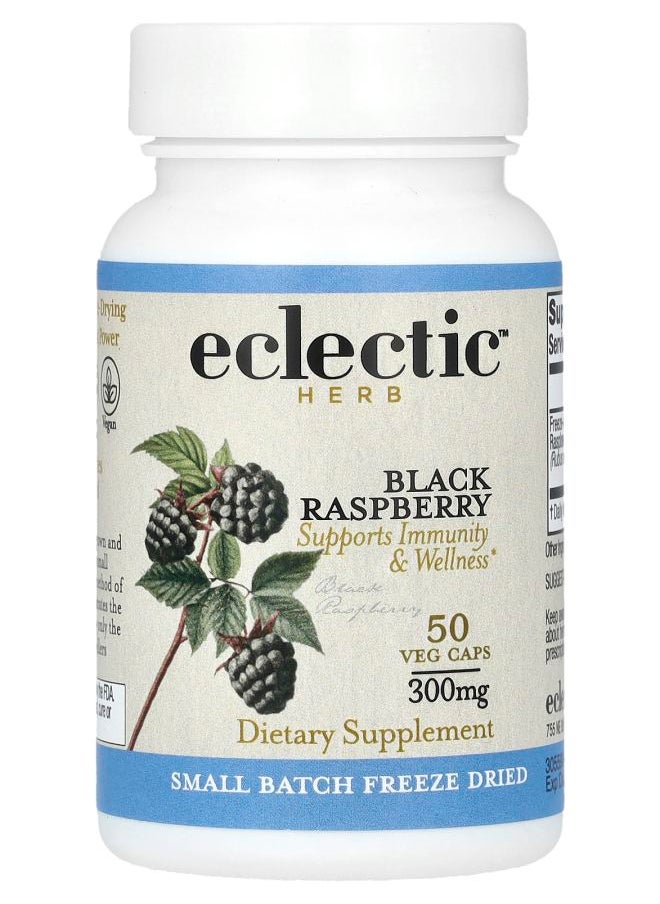 Eclectic Herb Freeze Dried Black Raspberry 300 mg 50 Veg Caps 