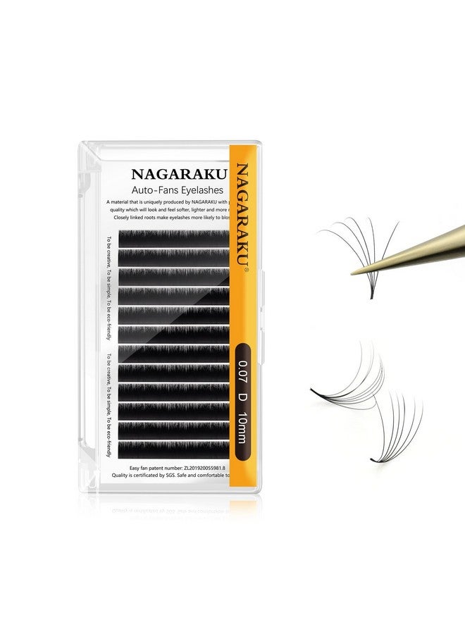 NAGARAKU وصلات رموش سهلة المروحة حجم الرموش 0.07 D حليقة 10 مم مجموعة من المنك الصناعي سريعة الازدهار للمبتدئين لوازم رموش احترافية ناعمة - Image 1