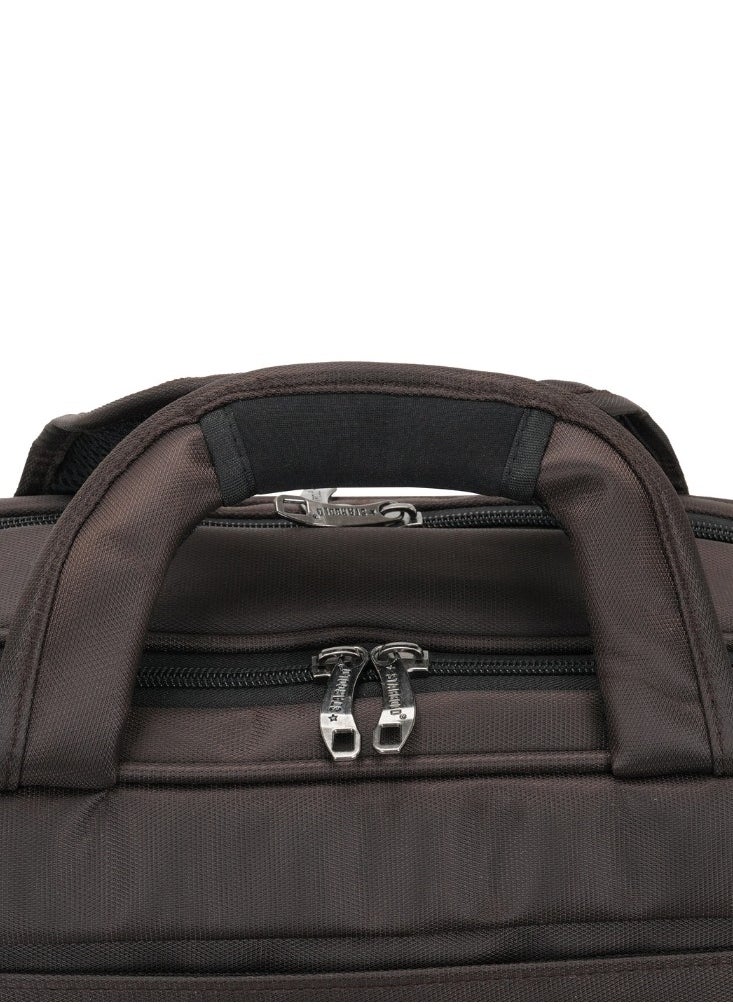 Laptop Bag, Premium 15.6" Business Briefcase With Multiple Compartments, Padded Shoulder Strap, And Water-Resistant Material, Brown