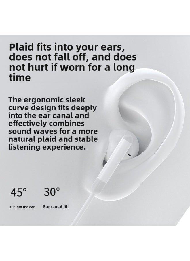 Generic - In-ear Wired Headset For Apple Android Vivo Huawei OPPO Xiaomi Type C Flat Head Call Headset-Color:[apple Flat Head] Bluetooth Wire Control Version-bare Metal - Image 1
