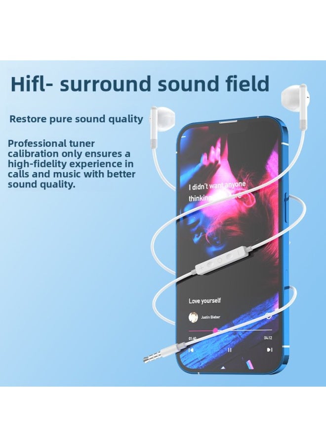 Generic - In-ear Wired Headset For Apple Android Vivo Huawei OPPO Xiaomi Type C Flat Head Call Headset-Color:[apple Flat Head] Bluetooth Wire Control Version-bare Metal - Image 1