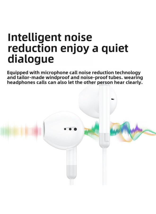 Generic - In-ear Wired Headset For Apple Android Vivo Huawei OPPO Xiaomi Type C Flat Head Call Headset-Color:[apple Flat Head] Bluetooth Wire Control Version-bare Metal - Image 1