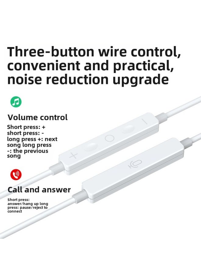 Generic - In-ear Wired Headset For Apple Android Vivo Huawei OPPO Xiaomi Type C Flat Head Call Headset-Color:[apple Flat Head] Bluetooth Wire Control Version-bare Metal - Image 1