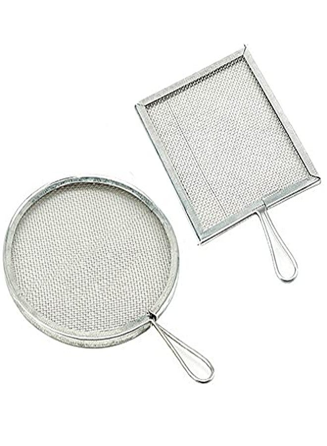 Luzen 2Pcs Stainless Steel Ceramic Glaze Filter Mesh Glaze Mud Glaze Mud Strainer Sieves Pottery Tool for Clay Pottery Art Supplies, Round and Rectangle - Image 1