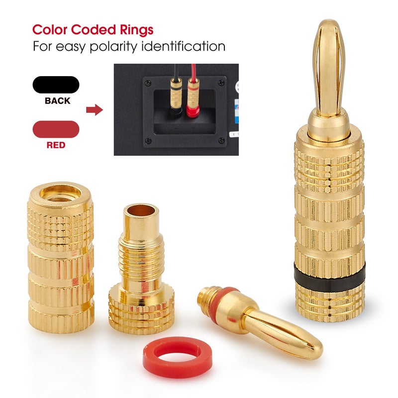 WGGE موصلات مكبر الصوت WGGE WG-3333 المطلية بالذهب عيار 24 نوع برغي مغلق (12 زوج (24 موصل)) - Image 4