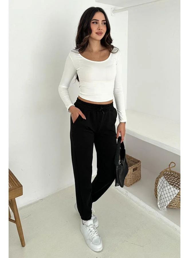 Noa Noa Women's Lace-Up Jogger Pants & Sweatpants - Sporty & Energetic Style - Black (L)