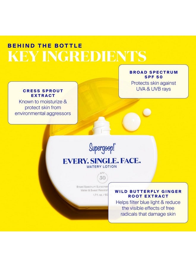 Supergoop! Every. Single. Face. Watery Lotion - 1.7 Fl Oz - Broad Spectrum Spf 50 Pa++++ Sunscreen Lotion - Water & Sweat Resistant - All Skin Types - Image 5
