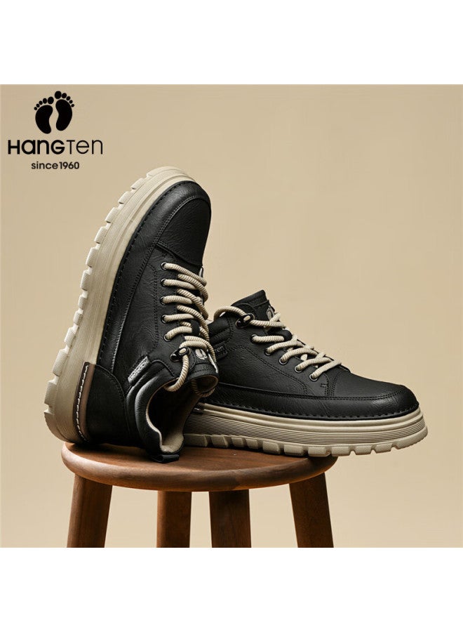 Hang Ten Men's Autumn Winter Work Shoes Lightweight Casual Shoes Distressed Gradient Sports Boots Thick Sole Height Increasing Martin Boots - Image 3