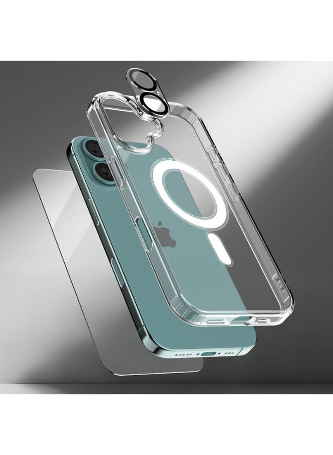 MMG 3-in-1 Heavy Duty Protection Magsafe Case for iPhone 16 | 360° Anti-Shock Protection | Magsafe Cover Case | Lens Protection | 9H Glass Screen Protector  - Image 3