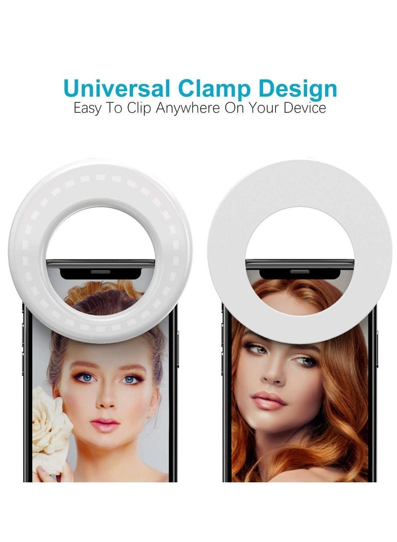 Selfie Ring Lights LED Circle  Cell Phone Laptop Camera Photography Video Lighting Clip On Rechargeable - Image 2