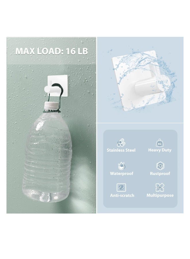 خطاطيف لاصقة، 4 قطع من الخطاطيف البيضاء اللاصقة للمنشفة، خطاطيف جدارية لاصقة مقاومة للماء، حامل مناشف ثقيل للحمام، لتعليق المعاطف، القبعات، المفاتيح، الملابس، خطاف حائط لخزانة الملابس - Image 4