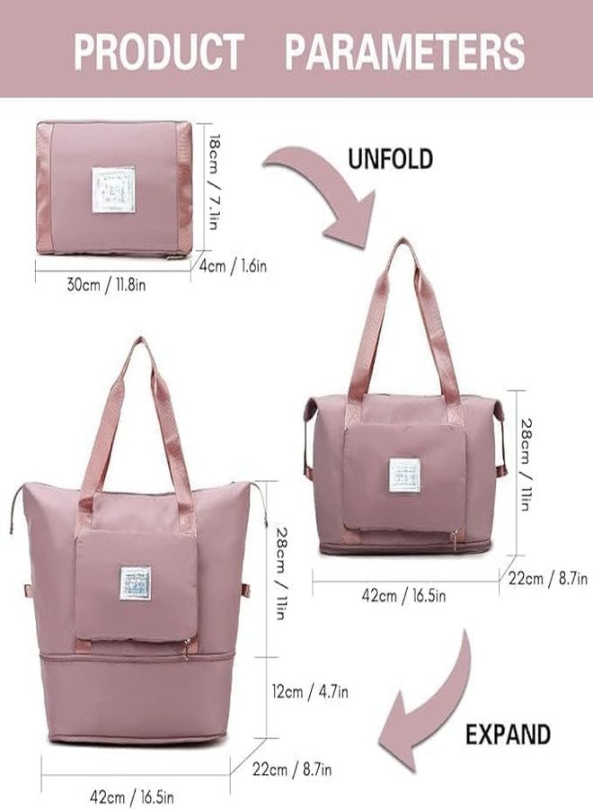 Homfel Nylon 41L Expandable Travel Duffle Bag for Women | Foldable Waterproof Luggage Hand Bag | Lightweight Vanity Travel Bag for Ladies | Large Capacity Carry Bag for Trips & Daily Use (Pink) - Image 2