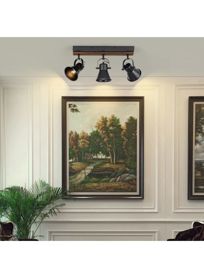 SEEBLEN 3-Light Kitchen Light Fixtures Ceiling/Wall Mount, Adjustable Ceiling Spotlight,Industrial Black Kitchen Track Lighting Fixtures Ceiling for Living Room, Dining Room, Hallway,Bathroom. - Image 5