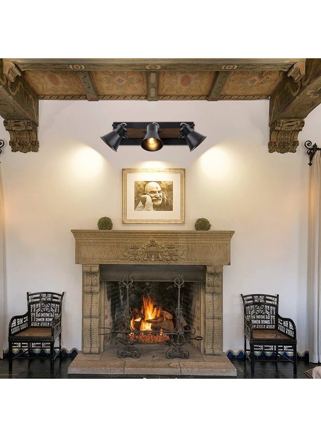 SEEBLEN 3-Light Kitchen Light Fixtures Ceiling/Wall Mount, Adjustable Ceiling Spotlight,Industrial Black Kitchen Track Lighting Fixtures Ceiling for Living Room, Dining Room, Hallway,Bathroom. - Image 3