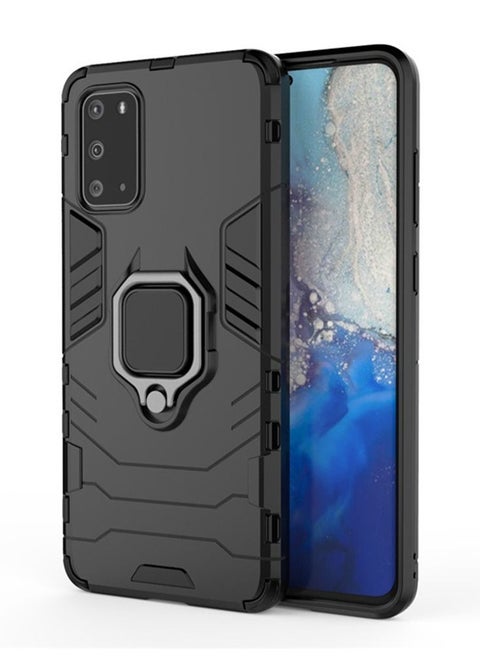Cross TPU + PC Shockproof Protective Armor Case with Ring Holder for Samsung Galaxy A21S, For Samsung Galaxy A21S Case (Color : Black)