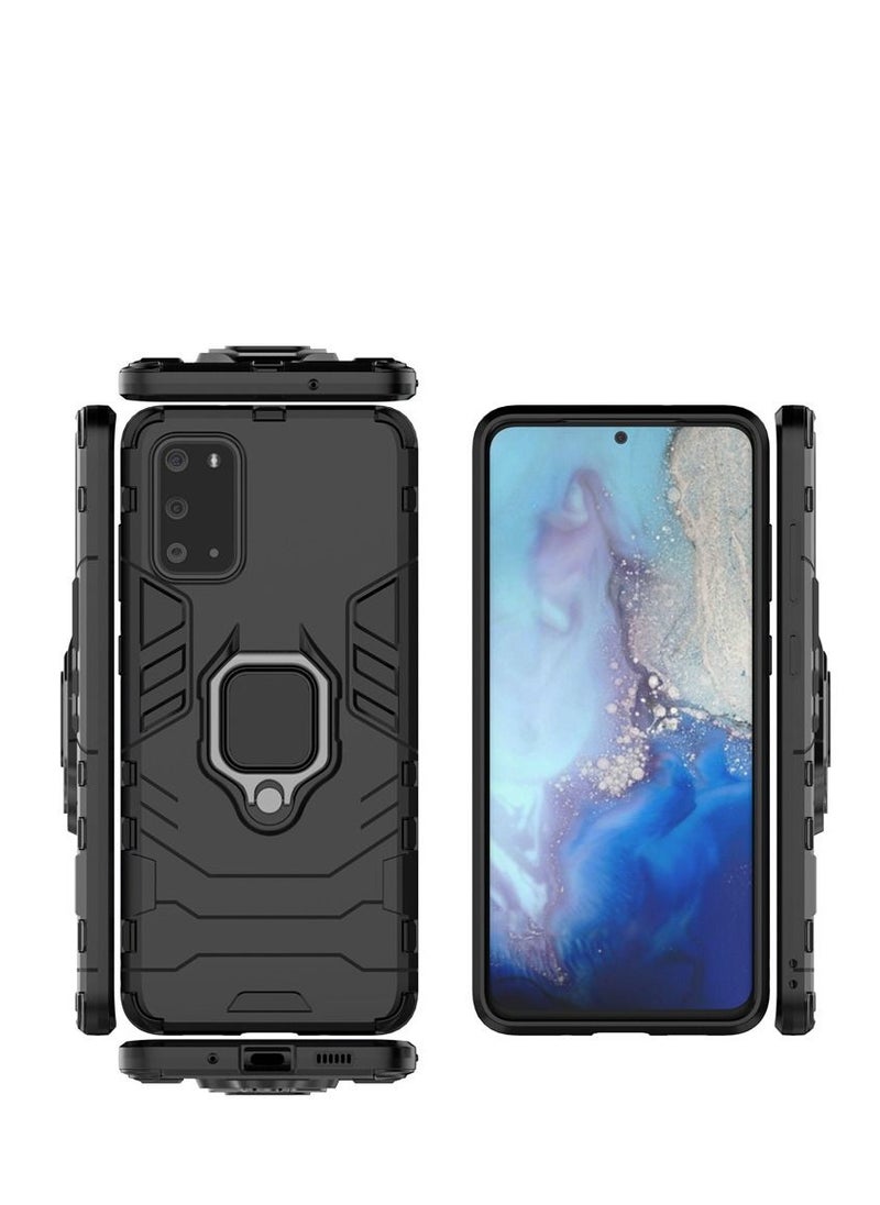 Cross TPU + PC Shockproof Protective Armor Case with Ring Holder for Samsung Galaxy A21S, For Samsung Galaxy A21S Case (Color : Black)
