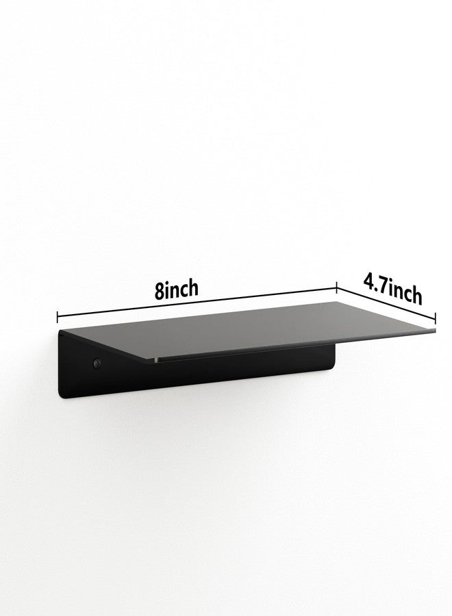 NEETBU Metal Floating Wall Shelves - Small Wall Mounted Display Shelf for Collectibles, Mini Hanging Shelves Set for Bathroom, Bedroom, Kitchen & Living Room Decor (Black, 8 in-3 Pcs) - Image 3