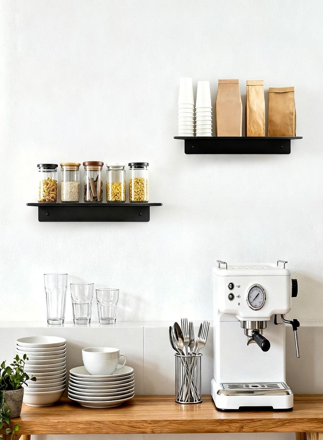 NEETBU Metal Floating Wall Shelves - Small Wall Mounted Display Shelf for Collectibles, Mini Hanging Shelves Set for Bathroom, Bedroom, Kitchen & Living Room Decor (Black, 8 in-3 Pcs) - Image 4