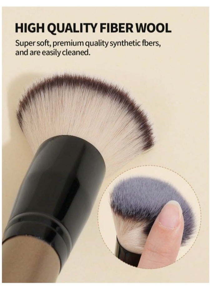 MAANGE Professional Makeup Brush Set - 3 Piece Foundation Brush Kit with Flat Head Kabuki Brush, Eyebrow Spoolie & Precision Brush - Premium Synthetic Fiber for Face & Eye Makeup Application - Image 5