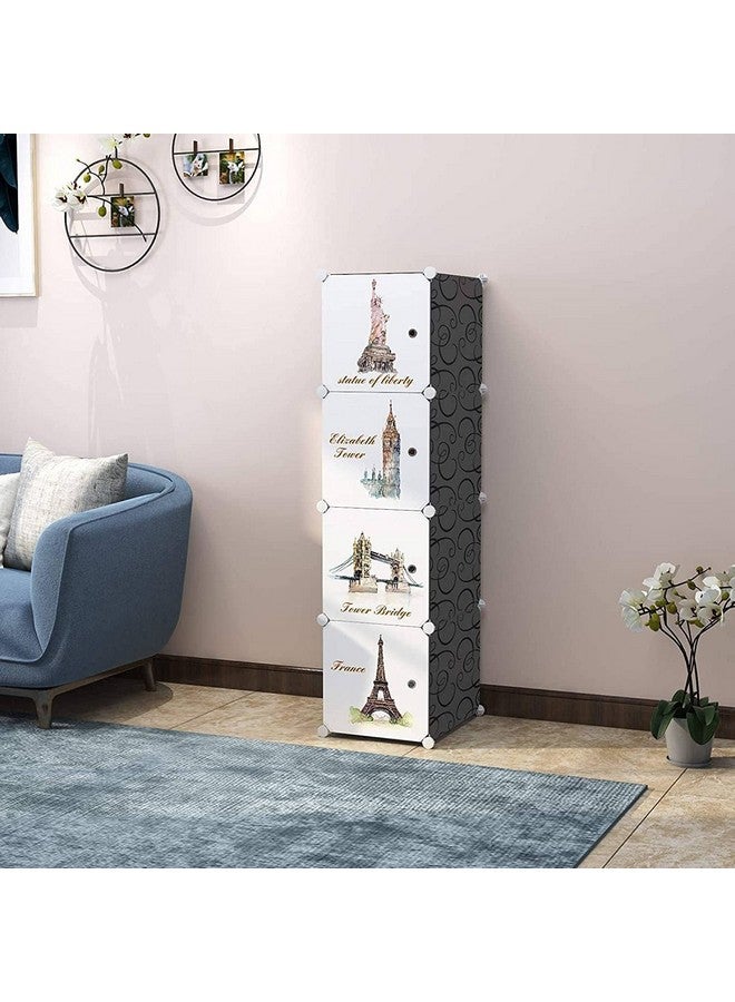 KRISHYAM Portable Closet Wardrobe Cube - Space-Saving Modular Cabinet for Hanging Clothes, Books, Toys, Towels - 4 Box Set (Pink, Green, Blue, Tower) - Plastic - Image 1