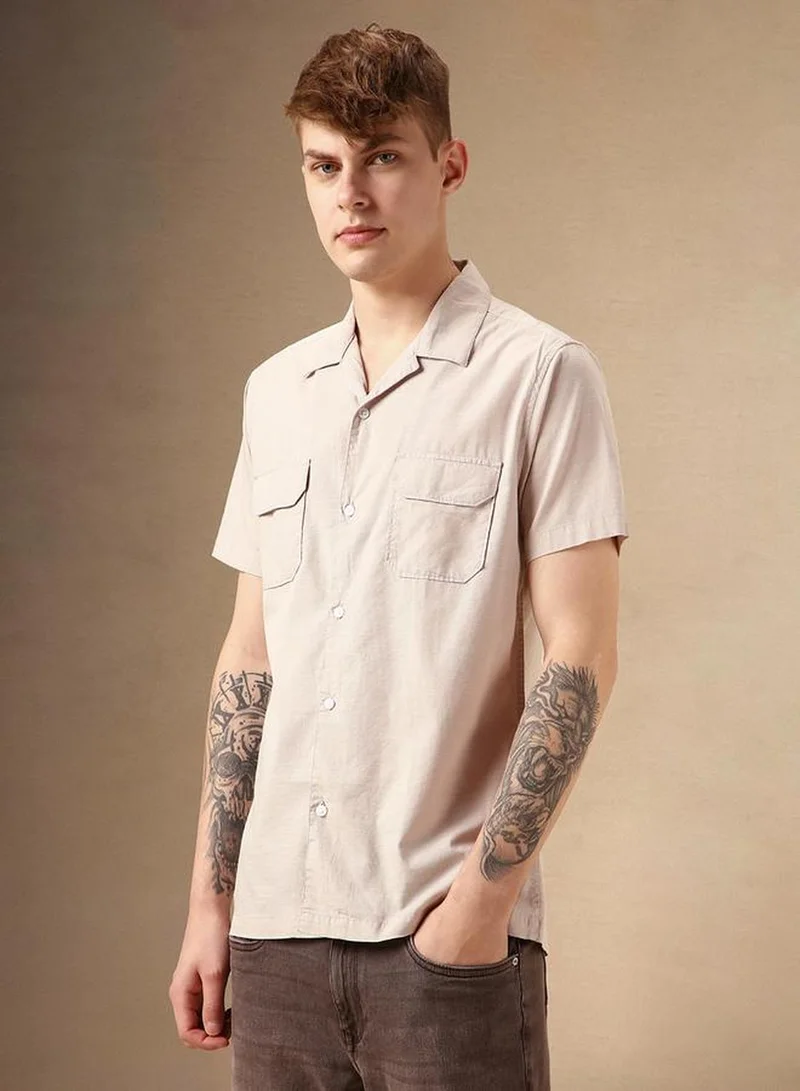 Dennis Lingo Men's Multicoloured Cotton Blend Solid Button Down Relaxed Fit Shirt