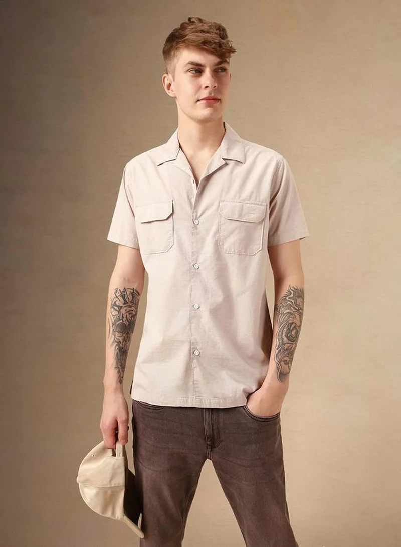 Dennis Lingo Men's Multicoloured Cotton Blend Solid Button Down Relaxed Fit Shirt