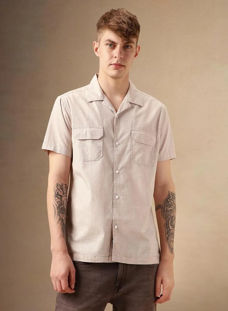 Dennis Lingo Men's Multicoloured Cotton Blend Solid Button Down Relaxed Fit Shirt