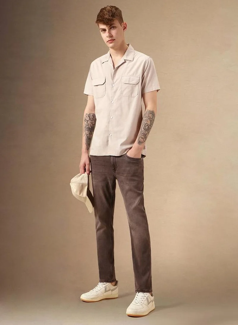 Dennis Lingo Men's Multicoloured Cotton Blend Solid Button Down Relaxed Fit Shirt