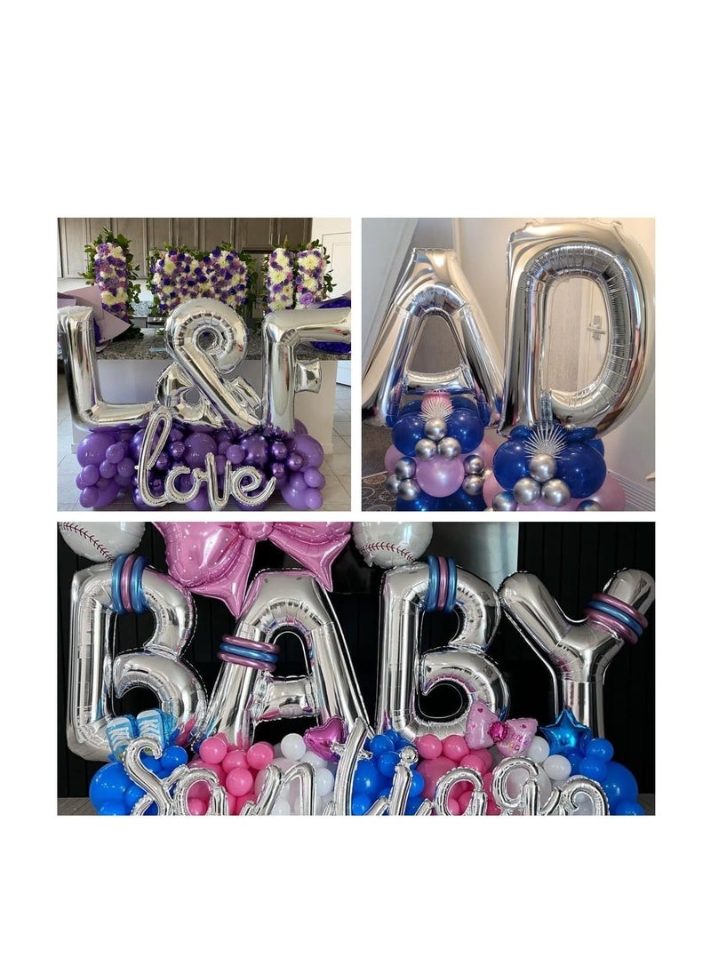 Party with Emma Silver Letter A to Z Balloons 32 inch Large Alphabet Balloons Silver Helium Foil Letter Balloon Banner for Birthday Party Anniversary Wedding Decoration (Silver-P)  - Image 5