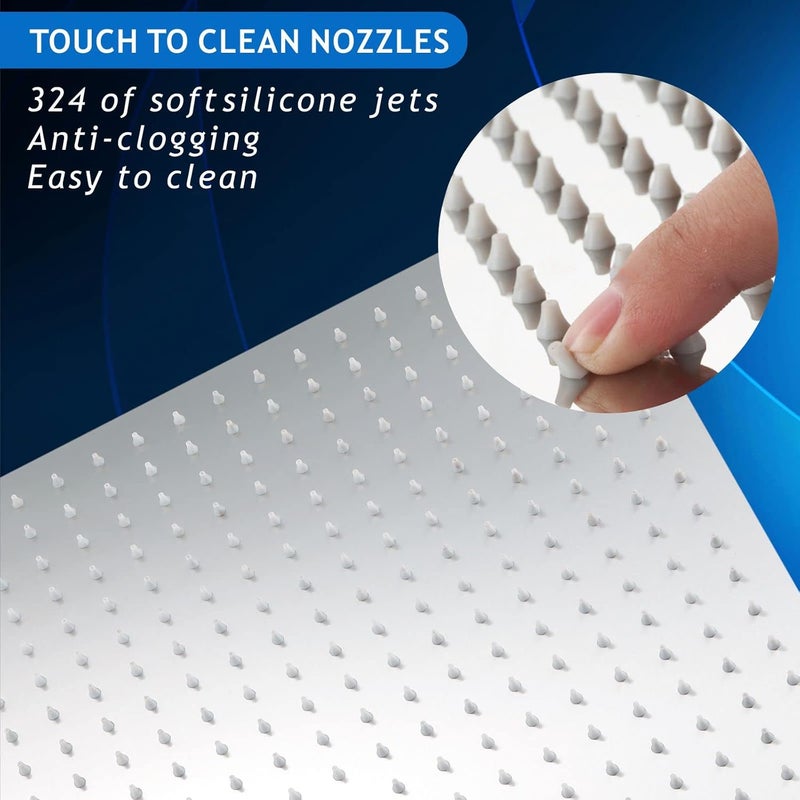 Voolan Oversize Rain Shower Head - High Flow Square Rainfall Showerhead - Waterfall Full Body Coverage - Universal Ceiling or Wall Mount (16 Inch, Chrome) - Image 3