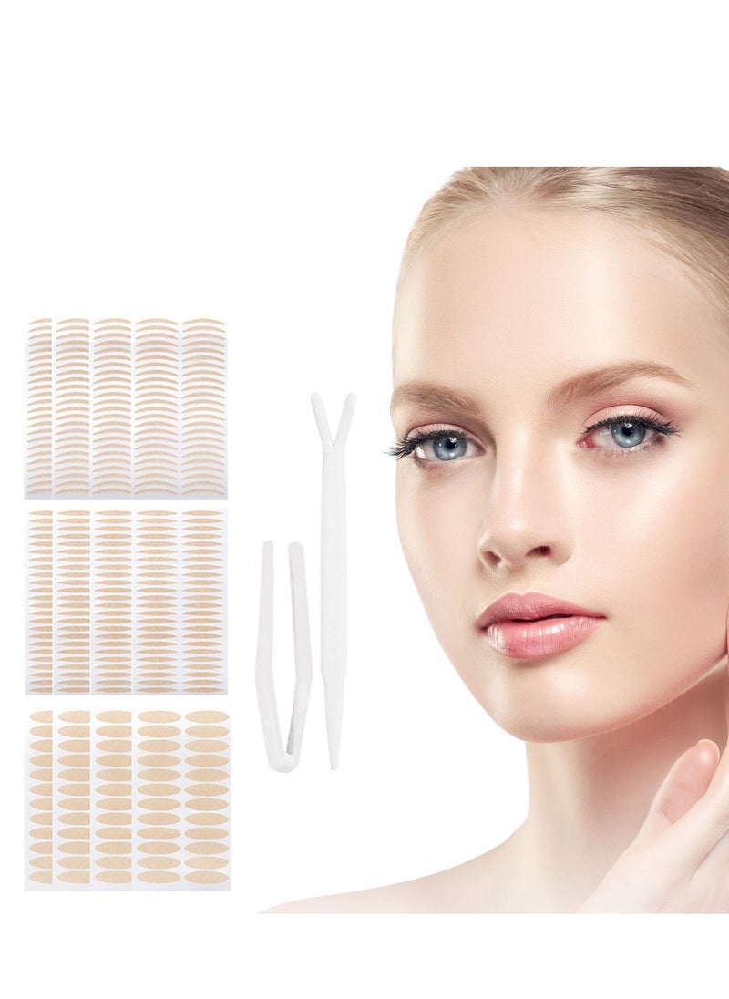 KASTWAVE - Eyelid Lift Strips, 480 Lace Double Eyelid Patches with Forked Bar and Tweezers Mesh Natural Invisible Non-marking Self-adhesive Eyelid Patches for Heavy Continuous Droopy Single Eyelid (Skin Tone) - Image 1