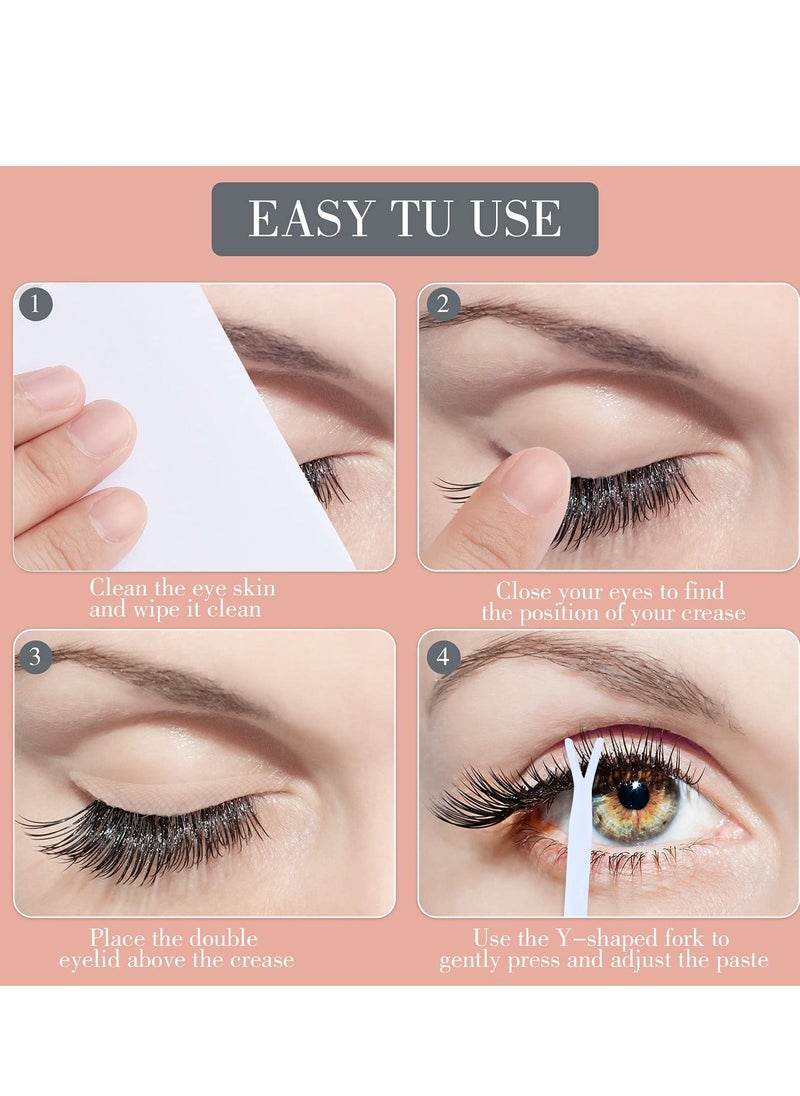 KASTWAVE - Eyelid Lift Strips, 480 Lace Double Eyelid Patches with Forked Bar and Tweezers Mesh Natural Invisible Non-marking Self-adhesive Eyelid Patches for Heavy Continuous Droopy Single Eyelid (Skin Tone) - Image 1