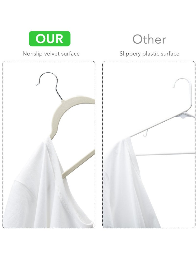 30pcs Children's Clothes Hangers Non-slip With 360° Swivel Hook Clothes Hanger Velvet Clothes Drying Rack (White Flocked Clothes Hanger) - Image 5
