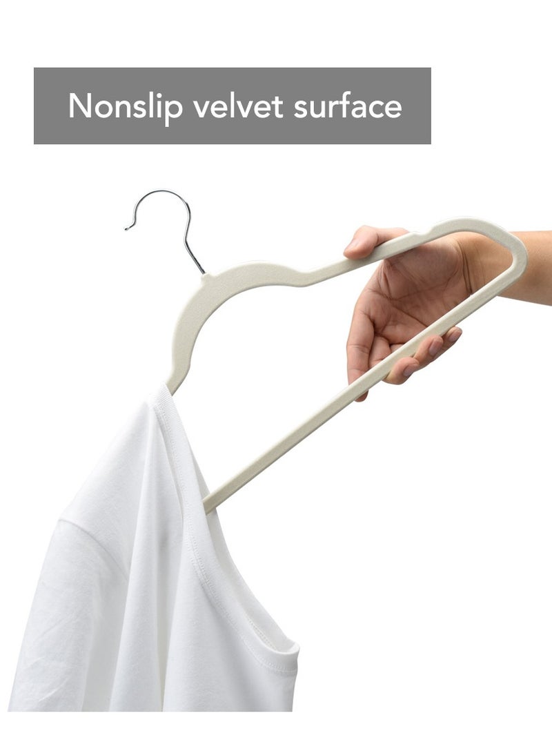 30pcs Children's Clothes Hangers Non-slip With 360° Swivel Hook Clothes Hanger Velvet Clothes Drying Rack (White Flocked Clothes Hanger) - Image 3