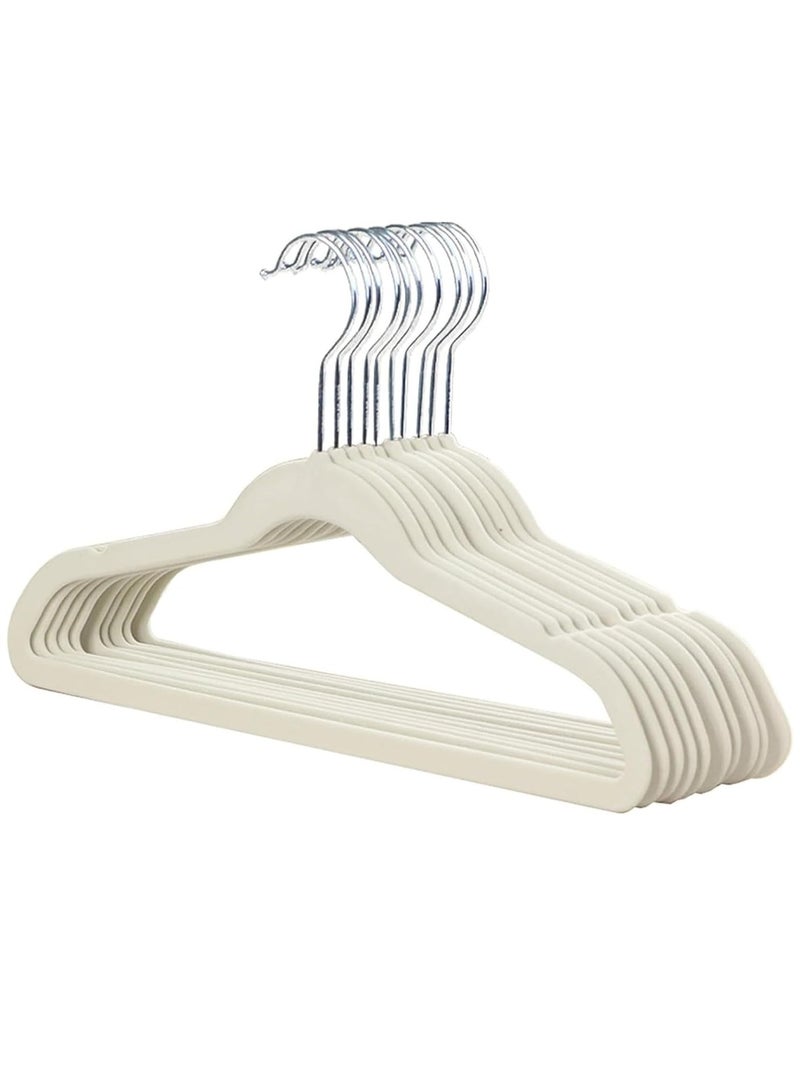 30pcs Children's Clothes Hangers Non-slip With 360° Swivel Hook Clothes Hanger Velvet Clothes Drying Rack (White Flocked Clothes Hanger) - Image 1