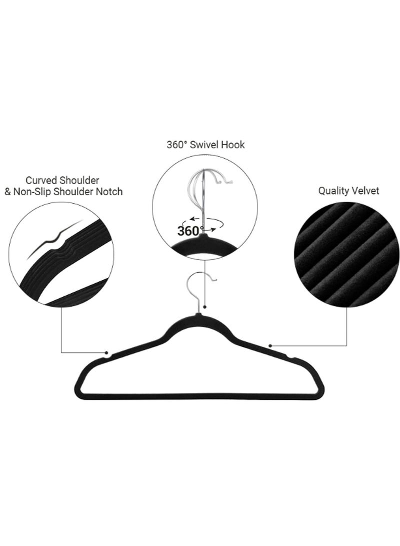 30pcs Children's Clothes Hangers Non-slip With 360° Swivel Hook Clothes Hanger Velvet Clothes Drying Rack (White Flocked Clothes Hanger) - Image 4