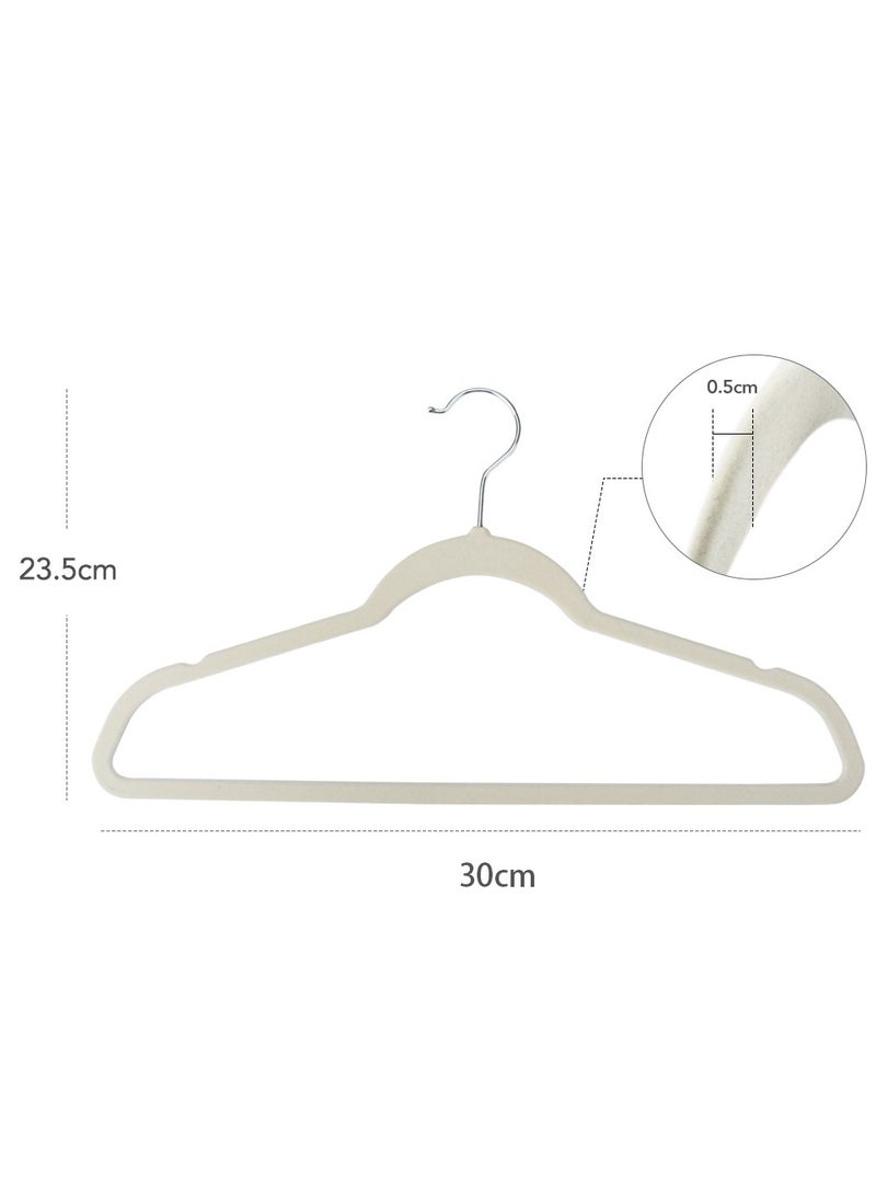 30pcs Children's Clothes Hangers Non-slip With 360° Swivel Hook Clothes Hanger Velvet Clothes Drying Rack (White Flocked Clothes Hanger) - Image 2