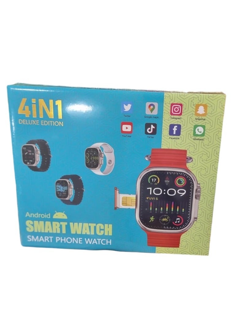 4 in 1 Deluxe Edition Android Cellular Smart Watch Supports Sim - Image 1