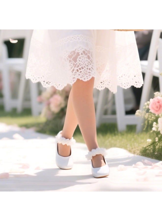 Felix & Flora Toddler Little Girl Dress Shoes - Girl Mary Jane Flats Party School Wedding, B819-white, 8 Toddler - Image 3
